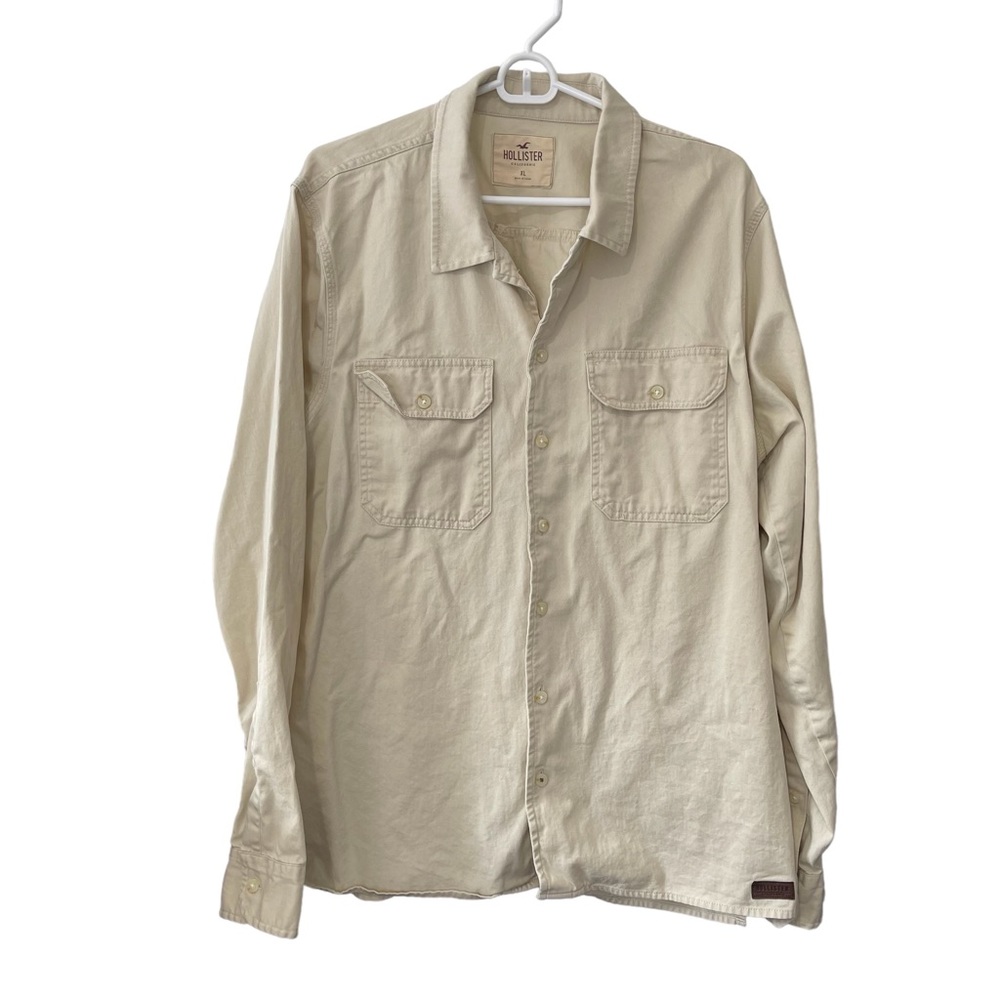 Hollister Button Down Shirt Men’s Sz XL light khaki color 100% Cotton